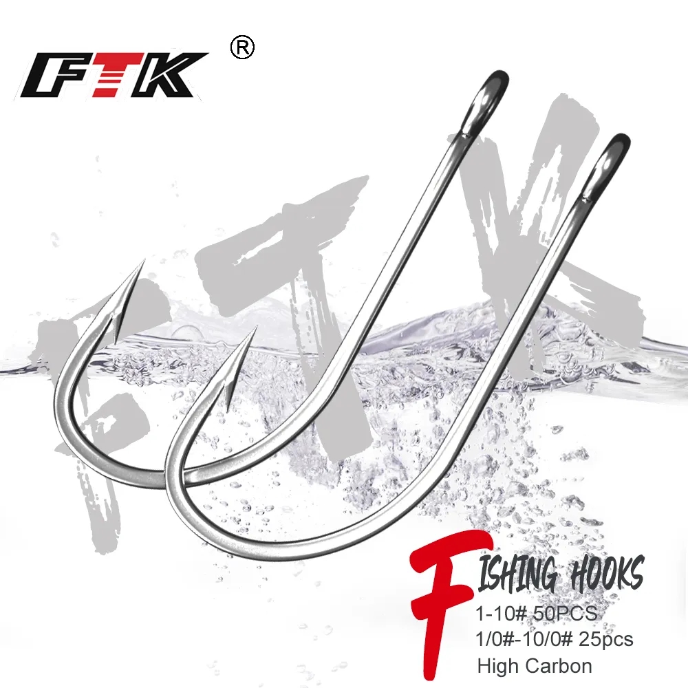 Fishing Hook Offset - FTK Fishing Hooks 1-10#50PCS 1/0#-10/0# 25pcs