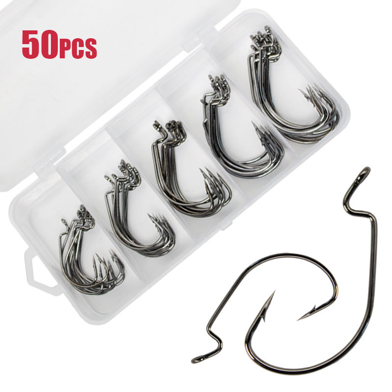 50pcs Wide Worm Hook Carbon St - đánh giá và giá Fishing Hook Barbless