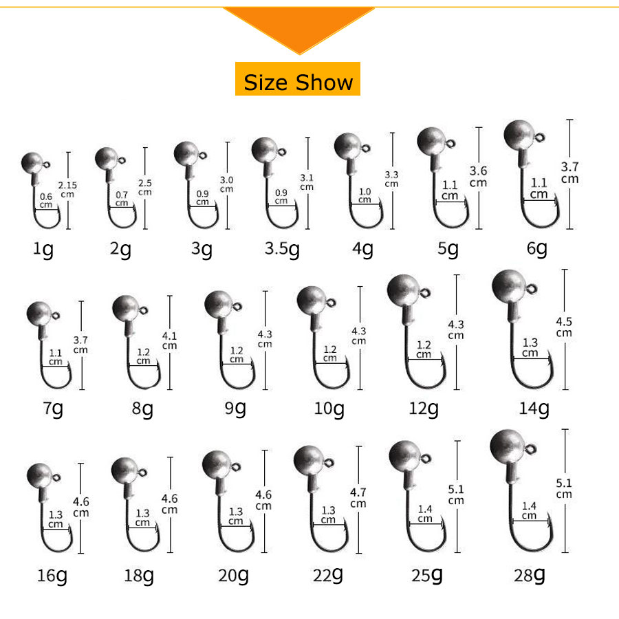 MrLurion 50pcs 1g-28g jig head - đánh giá và giá Fishing Hook Weedless