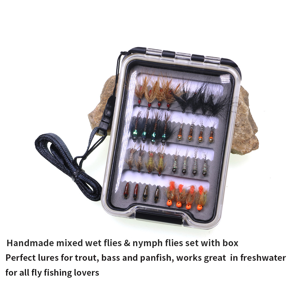 32PCS Nymph Flies Kit Trout Fi - đánh giá và giá Fishing Hook Barbless