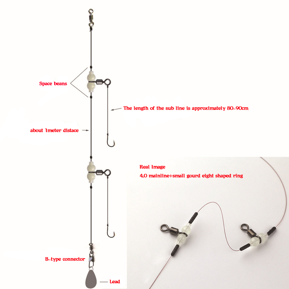 MNFT 100Pcs Luminous 3 Way Dur - đánh giá và giá Fishing Hook Size