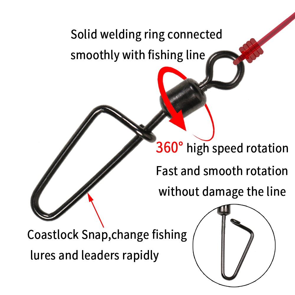 20PCS #12 -1/0 Rolling Swivel  - đánh giá và giá Fishing Hook Stainless Steel