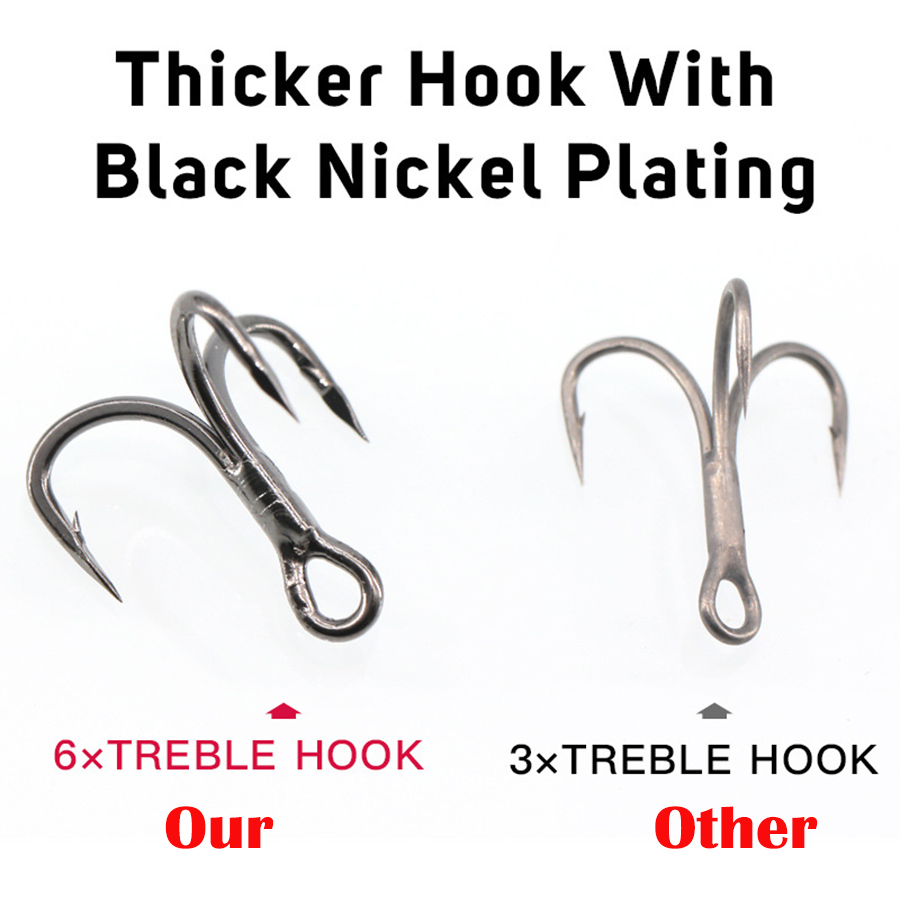 6X Fishing Treble Hooks Black  - đánh giá và giá Fishing Hook Offset