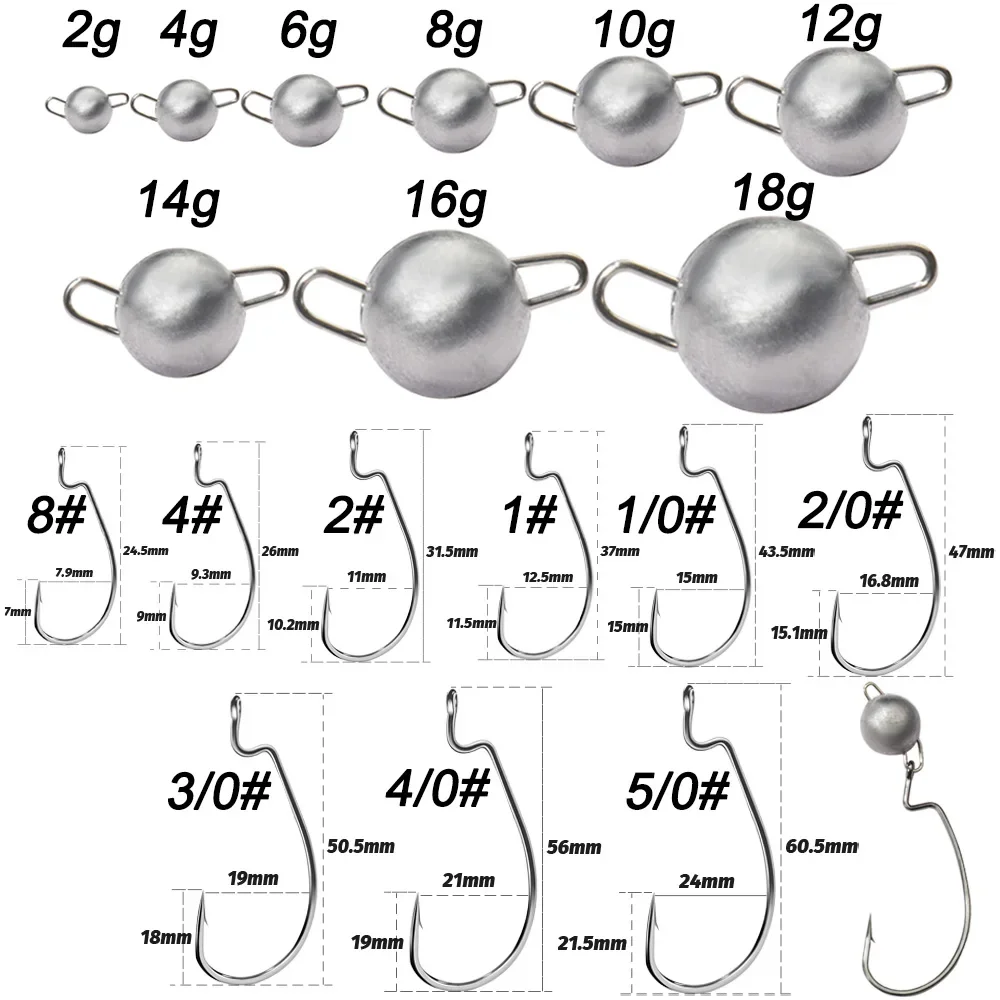 5pcs Metal Jig Head Worm Hooks - đánh giá và giá Fishing Hook Weedless